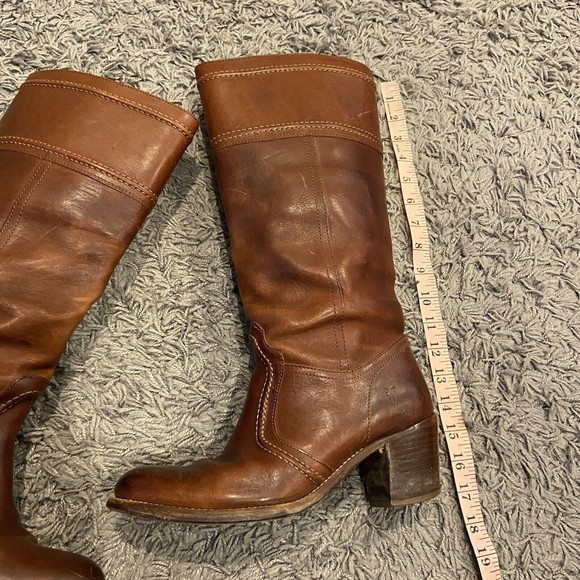 Frye Women's Chestnut Leather Heeled Boots - Picture 11 of 16